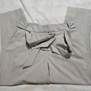 Maison D Amelie High Rise Brown Plaid Dress Pants Fabric Belt Work Interview